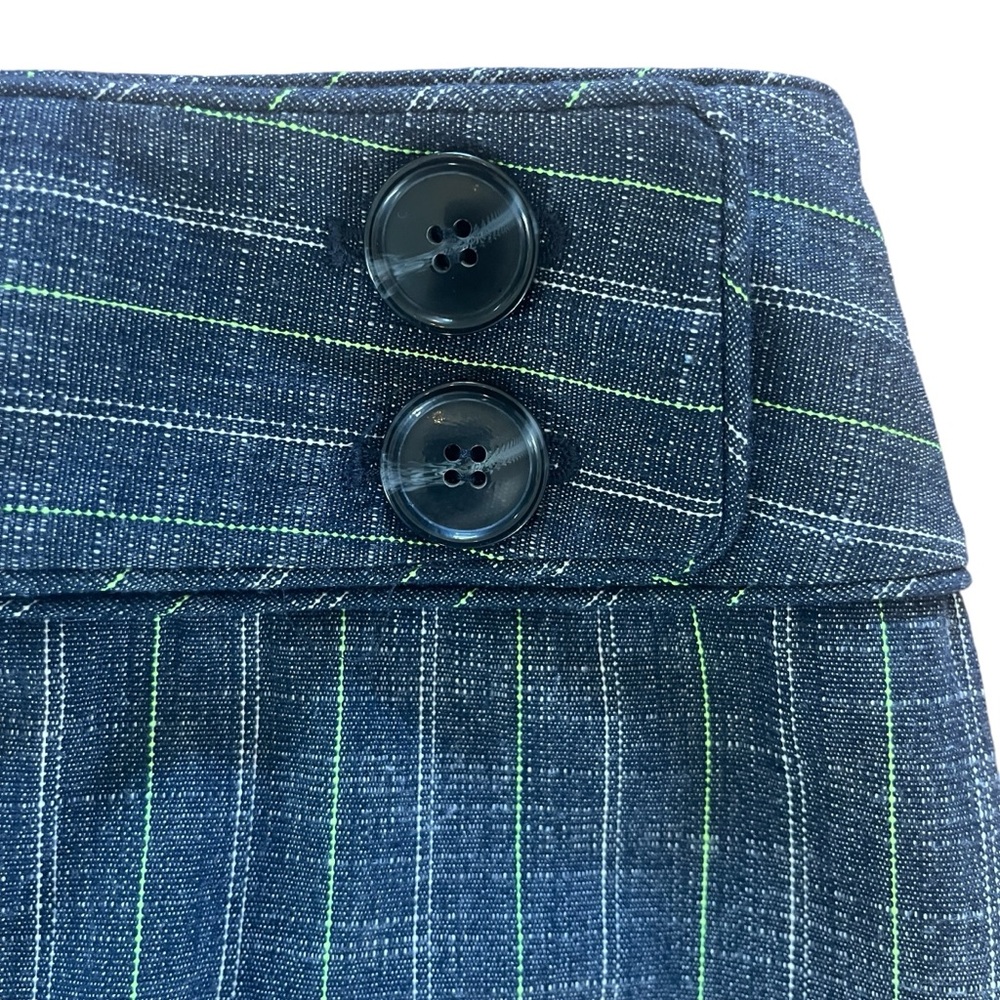 Etcetera Blue Green Striped Pleated Hem Skirt Sz 8 - Picture 4 of 7